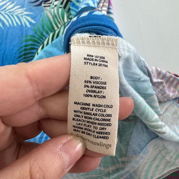 Soft Surroundings Dress Womens Large Blue Anya Ombré Palms Maxi Coastal Tropical - Picture 5 of 8
